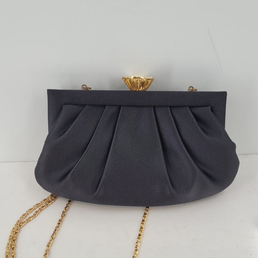 Kate Landry Satin Evening Clutch Rhinestone Glam Bridalcore Purse - Picture 7 of 13
